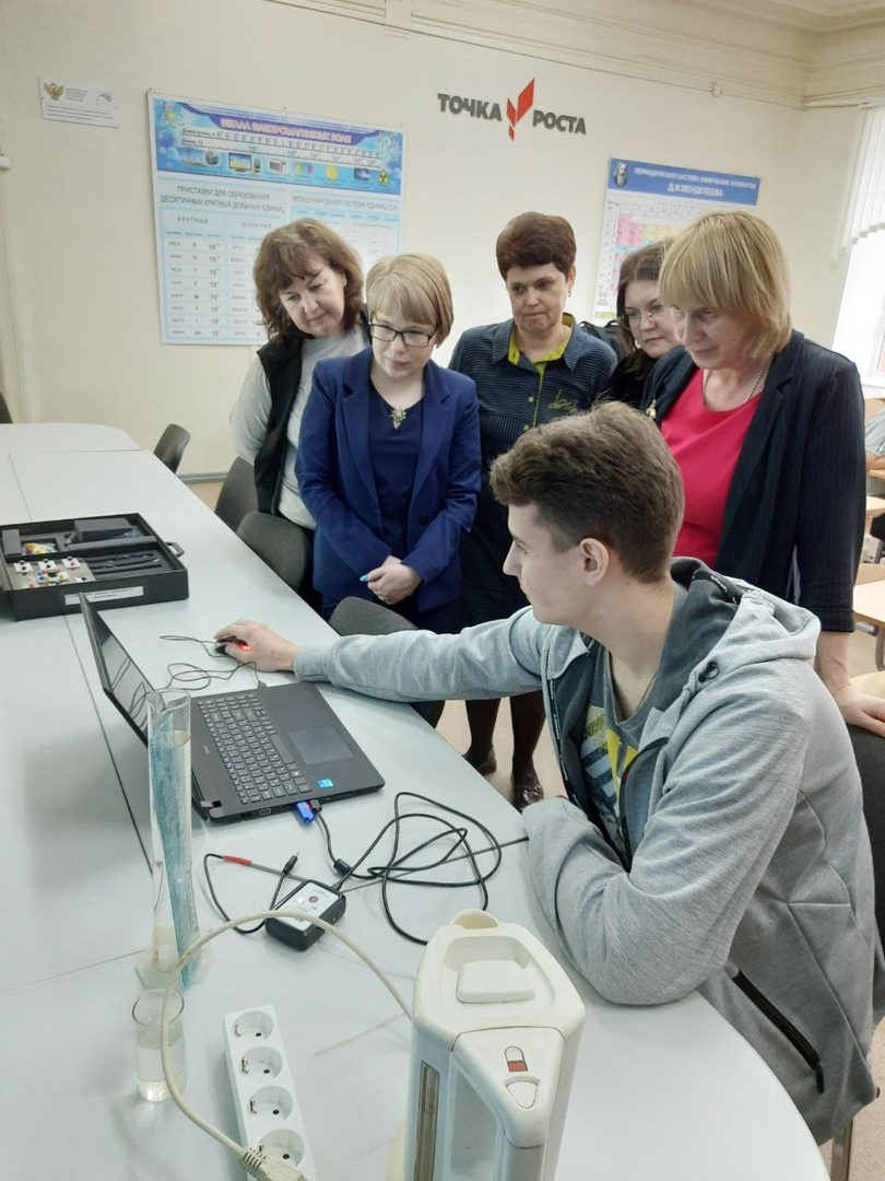 Учащиеся 10 класса нашей школы знакомили учителей с возможностями работы цифровой лаборатории Releon